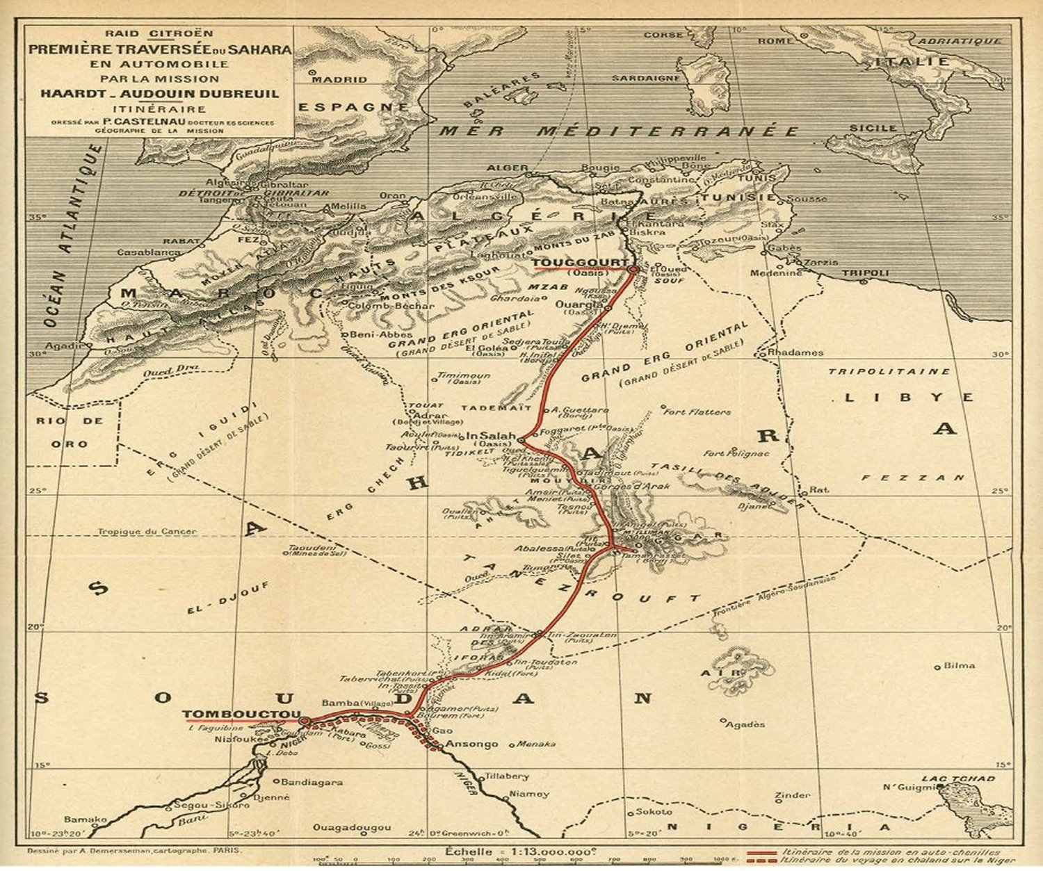 Die Route der Expedition „Algérie-Niger“