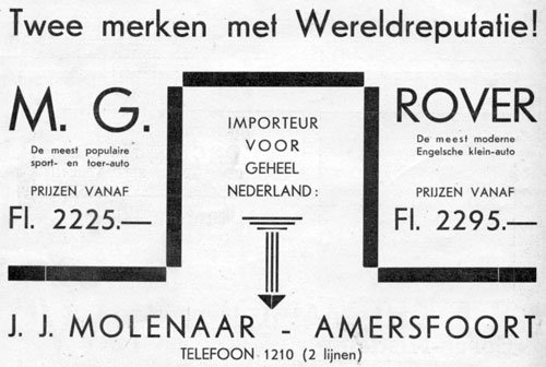 Werbeanzeige von J. J. Molenaar von 1933