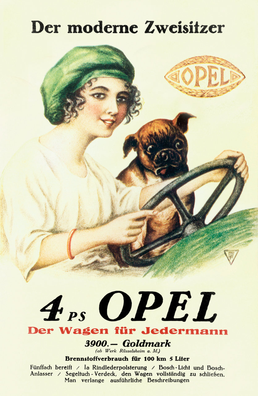 Werbeanzeige für den Opel 4 PS „Laubfrosch“