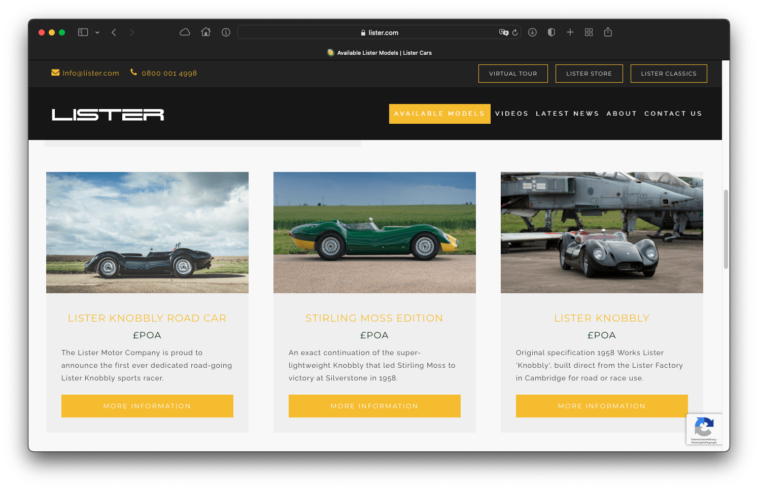 Lister bietet den Lister Knobbly bis heute auf seiner Webseite an. (Screenshot vom 27. August 2022)