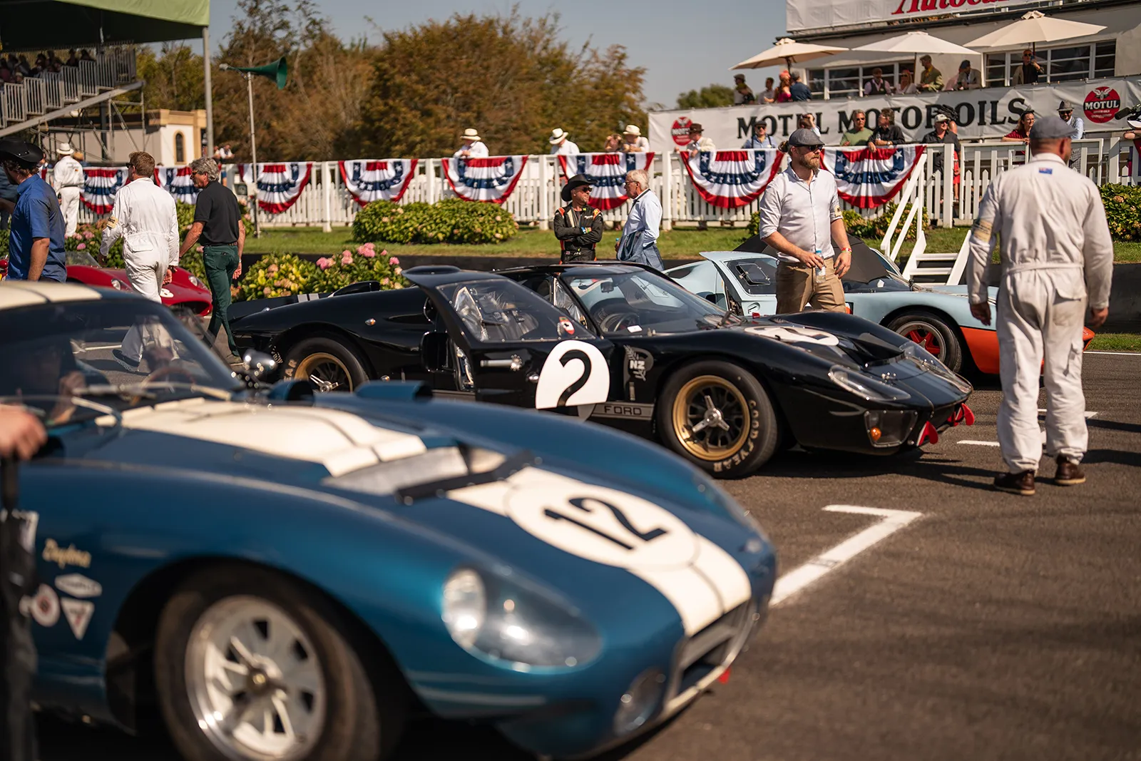 Die drei originalen Ford GT40 Mk II des legendären Le-Mans-1-2-3-Siegs von 1966 fahren 2026 beim Goodwood Festival of Speed und Revival.