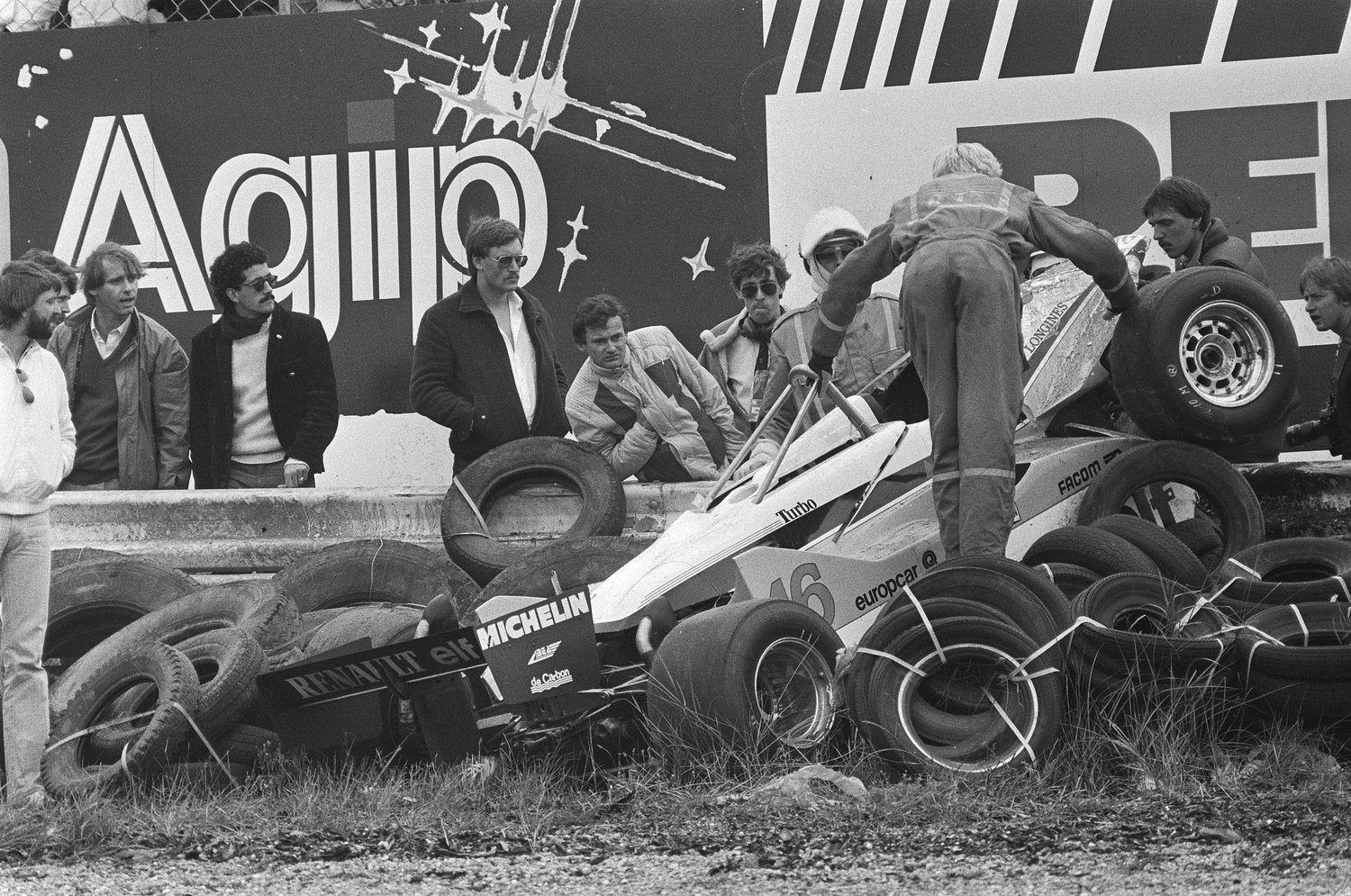 Unfall von René Arnoux beim Großen Preis der Niederlande  im Juli 1982